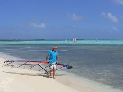 Lac Bay Bonaire a popular spot for the wind surfers. Niko... by Brian Mayes 